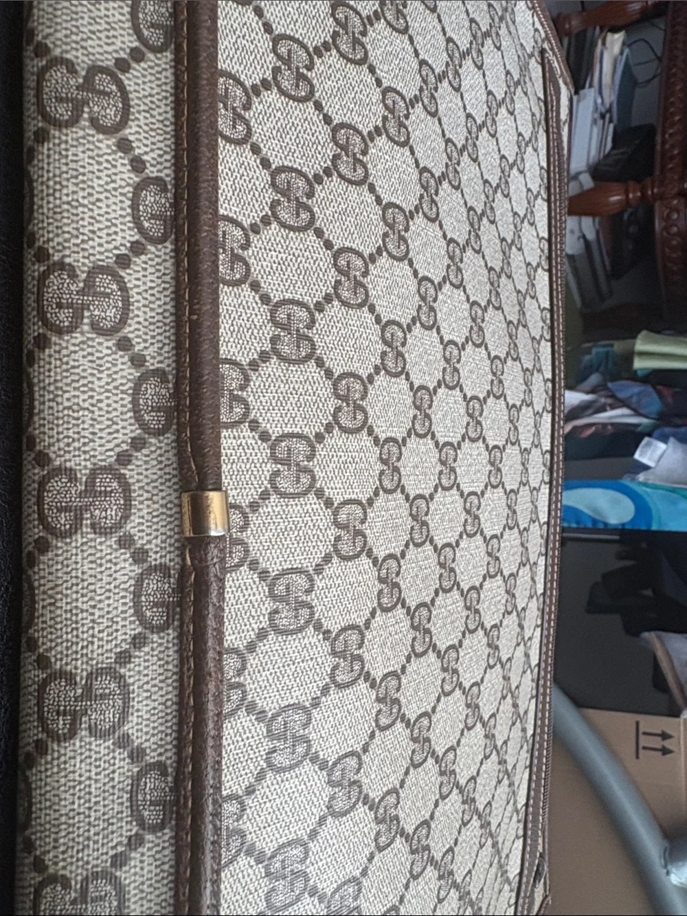 GUCCI VINTAGE Brown Patterned ATTACHE Briefcase Bag